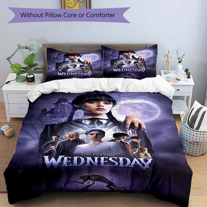 3pcs Wednesday Addams Duvet Cover Set, 1 Duvet Cover + 2 Pillowcases (No Insert), High-Definition Print, Home & Dorm Set yy251208070