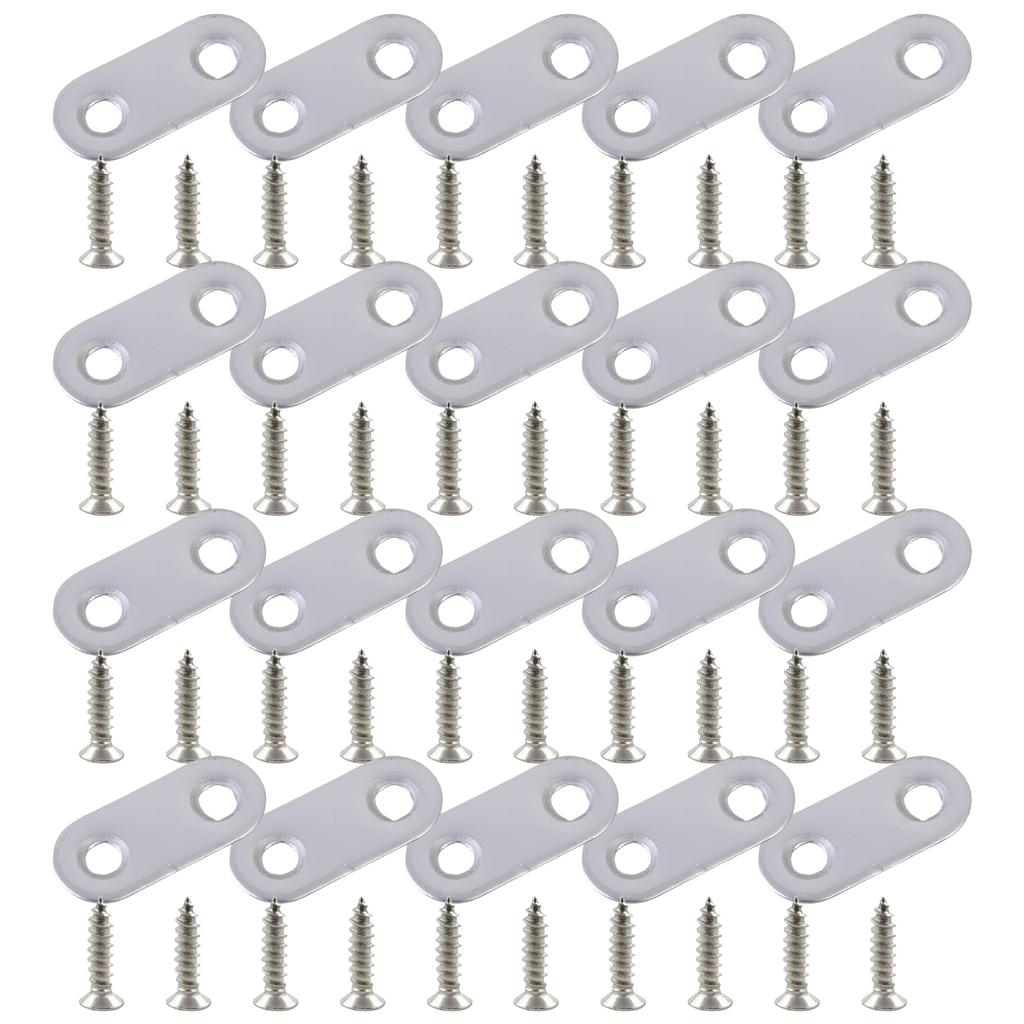 20Pieces Multipurpose Straight Brace Brackets Sturdy Stainless Steel Materials Connectors for Reinforcing Furniture