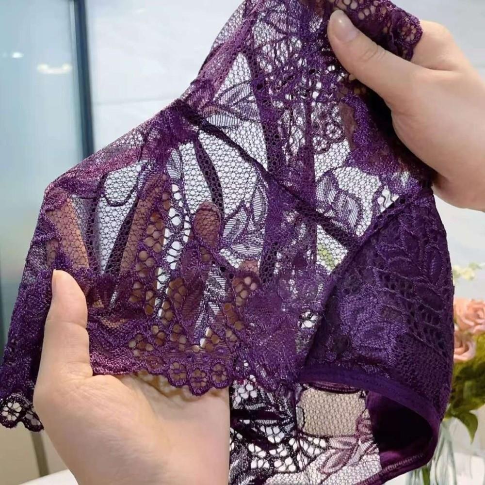 Seamless Transparent Lace Panties Hollow Out Mesh Bow Briefs Low Waist See-through Panties Women