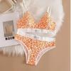 Женский бесшовный комплект с бюстгальтером, трусики с низкой талией, леопардовый комплект нижнего белья без косточек, спортивный бюстгальтер с v-образным вырезом, хлопковый сексуальный комплект нижнего белья