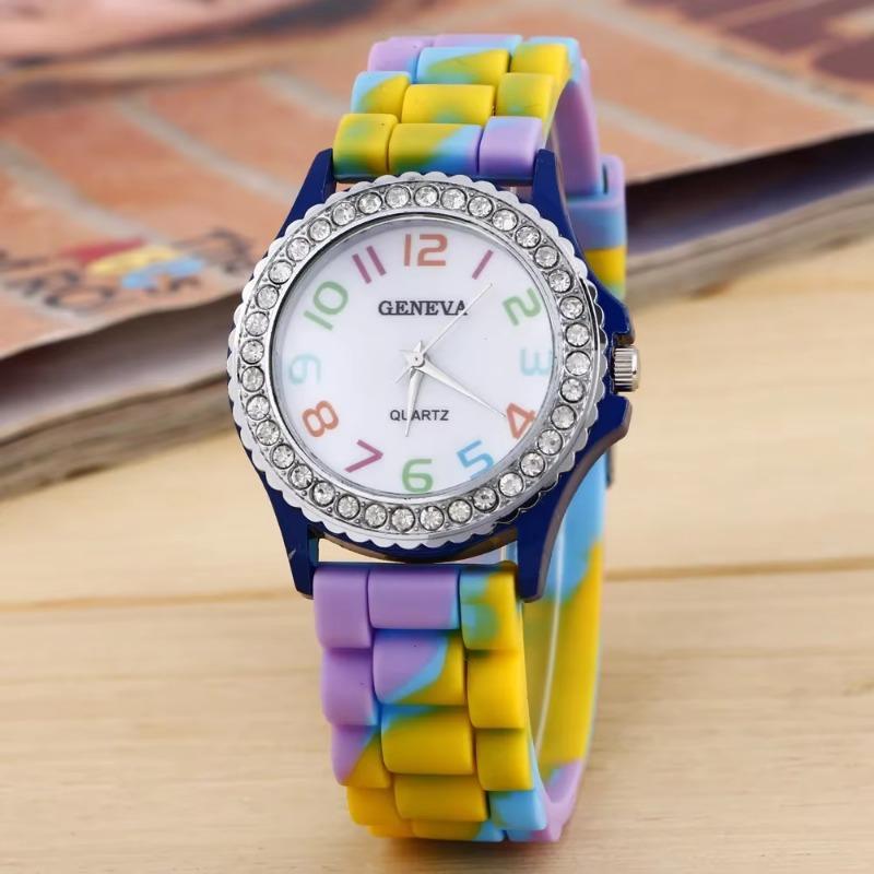 New Rainbow Fashion Women Watches Luxury Camouflage Women Quartz Watch Girl Silicone Waterproof Dress Wristwatch Female Clock