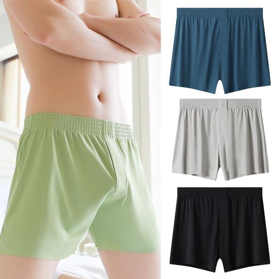 Men Panties Summer Loose Cool Boxers Soft Breathable Fabric Elastic Waistband Quick-Drying Solid