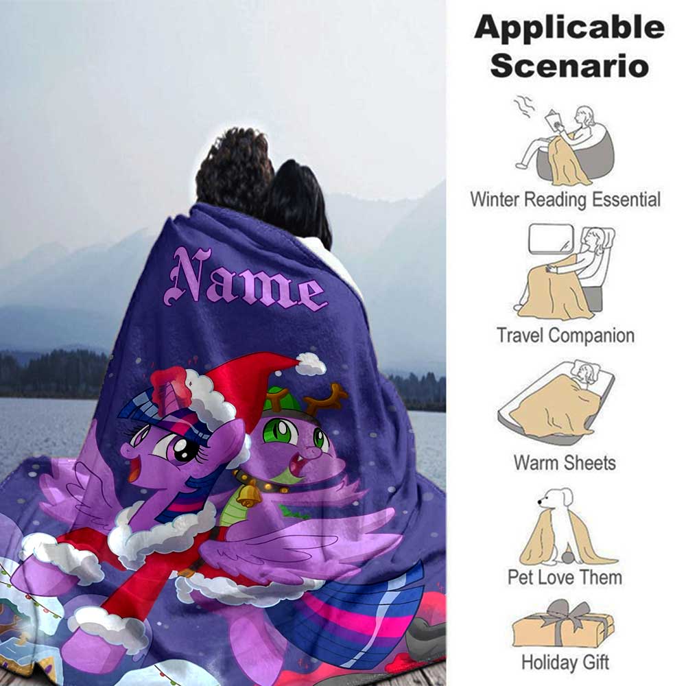 Little Pony (8) Customize Your Name Blanket Multi-purpose Customizable Blanket Soft & Cozy Suitable for Nap Picnics Living Room Chair