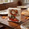 Thanksgiving Dinner Table Accessories Fall Scarecrow Wooden Napkin Holder, Harvest Pumpkin Decorative Stand for Kitchen Dispenser, Farmhouse Tabletop