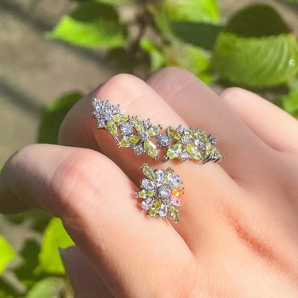 Ювелирные изделия CMM, блестящие кольца с кубическим цирконием, регулируемые цветочные кольца на большие пальцы для женщин