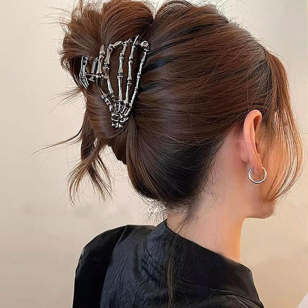 Хэллоуин Заколки для волос в виде призрачной руки с дизайном черепа Металлические заколки в форме руки для укладки волос