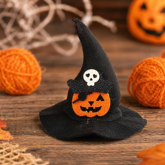 Lightweight Pet Headgear Halloween Cat Witch Hat, Fun Hat with Adjustable Elastic Strap, Cartoon Comfortable Headwear Ghost Pumpkin Bat Skull for Cats