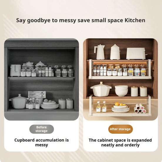 Yousheng Расширяемая полка для хранения под полкой, подвесная, без сверления, выдвижная, органайзер для шкафа под полкой, нержавеющая углеродистая сталь, для кухни, кладовой