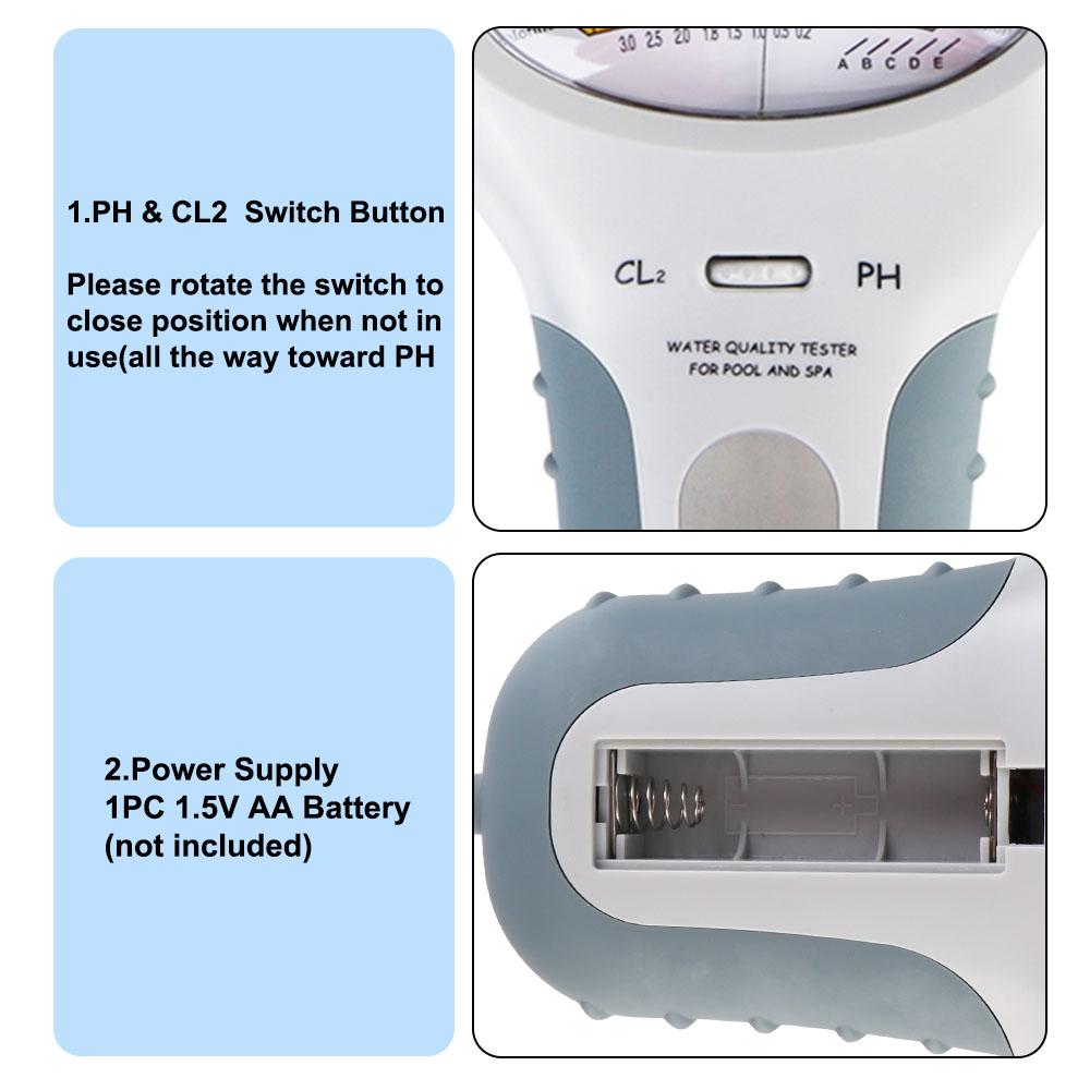 2 In 1 For Swimming Pool Aquarium Spa PH Tester Chlorine Water Quality Tester CL2 Measuring Chlorine Detector Chlorine Meter