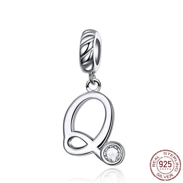 Браслет-подвеска из серебра 925 пробы с буквами AZ и буквами, бусины с именем для женщин, DIY кулон, изготовление ювелирных изделий