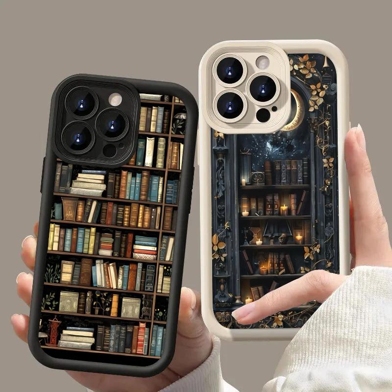 Shockproof Bumper Phone Case For iPhone 16 15 14 13 12 11 Pro Max XS X XR 7 8 Plus Mini SE 2020 2022 Bookshelf Print