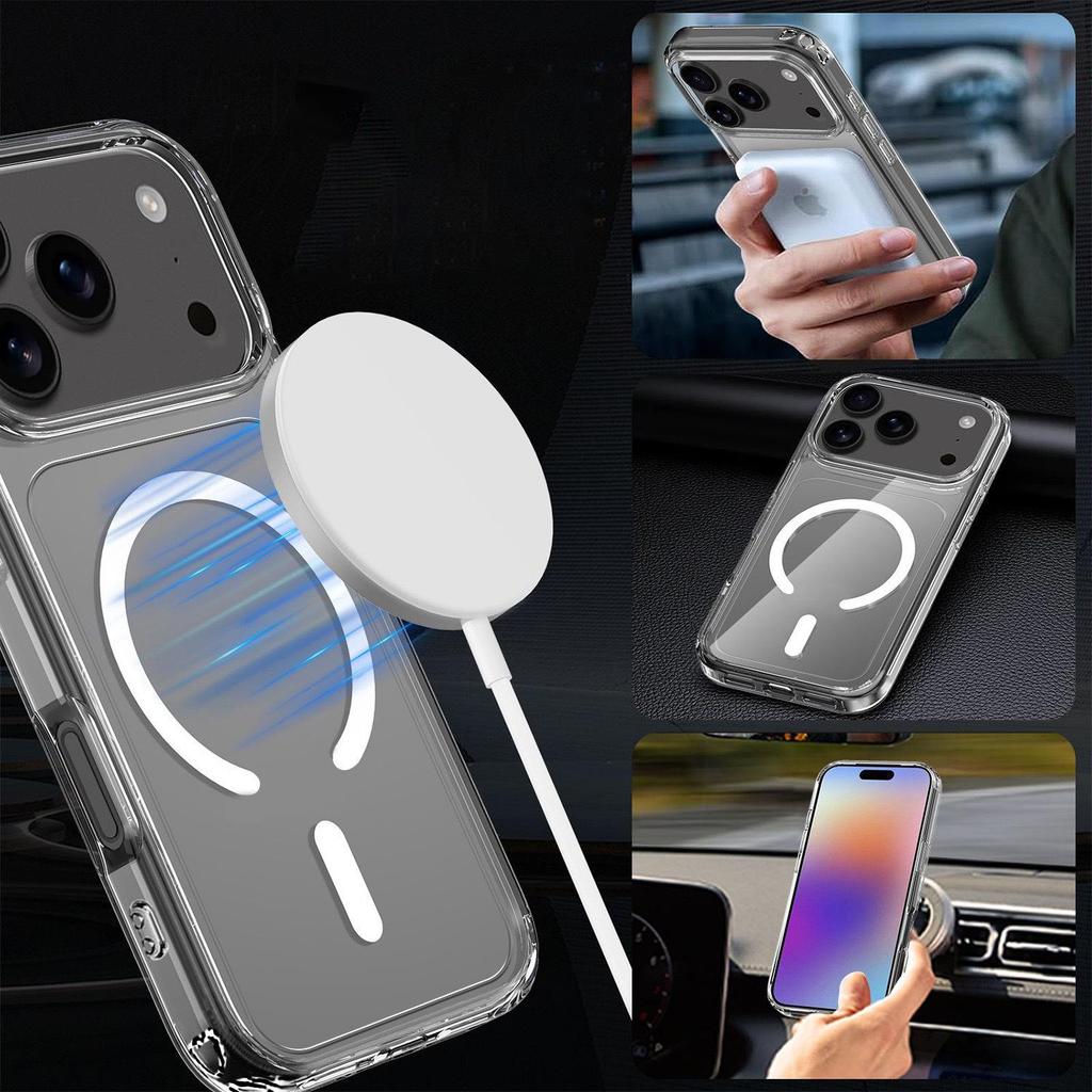 Прозрачный магнитный чехол для телефона Apple 17 Pro Max - Полное покрытие, защита от падений и совместимость с беспроводной зарядкой