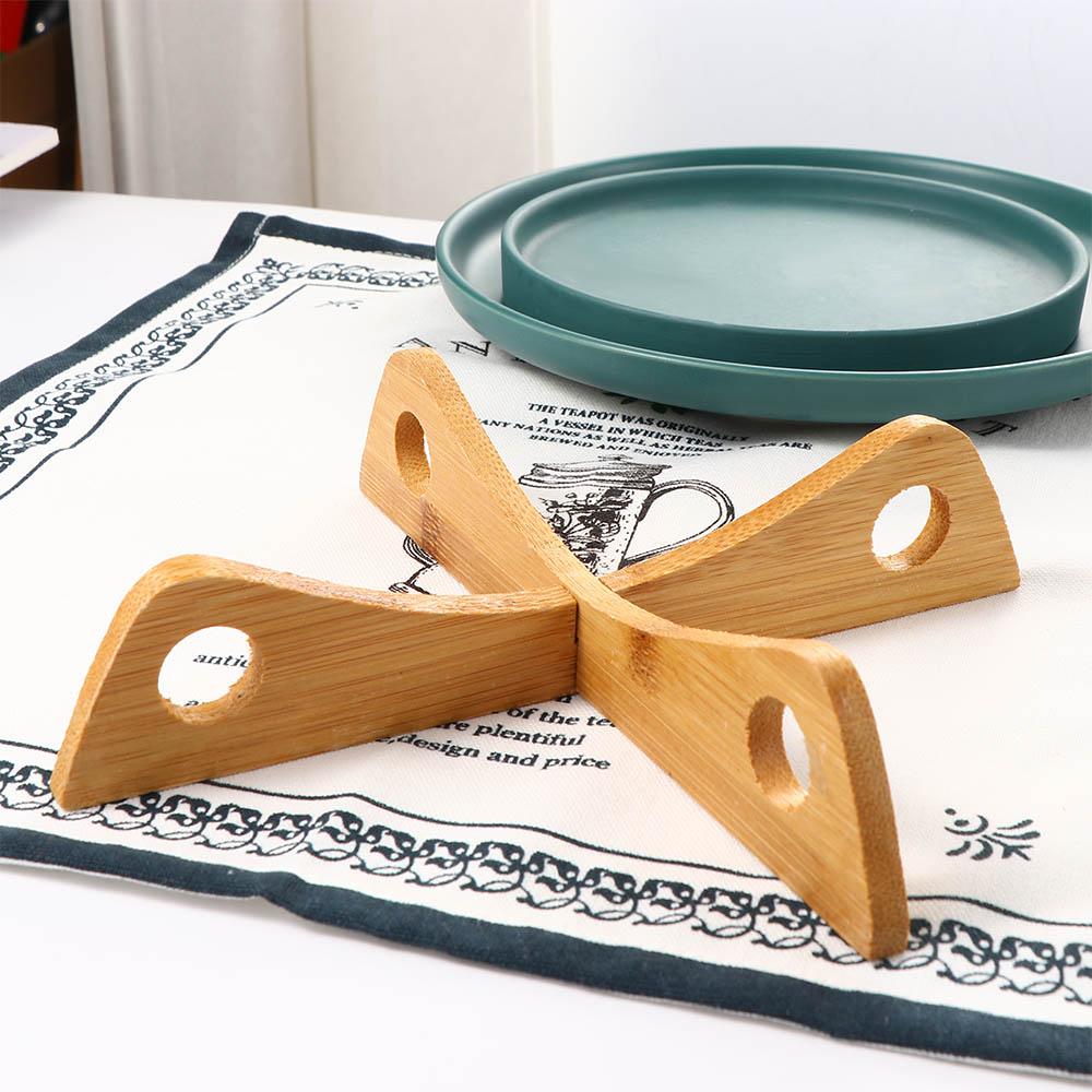 Cteative Home Bamboo Cross Holder Heat Resistant Pan Stand Cooling Rack Placemat Pot Trivet