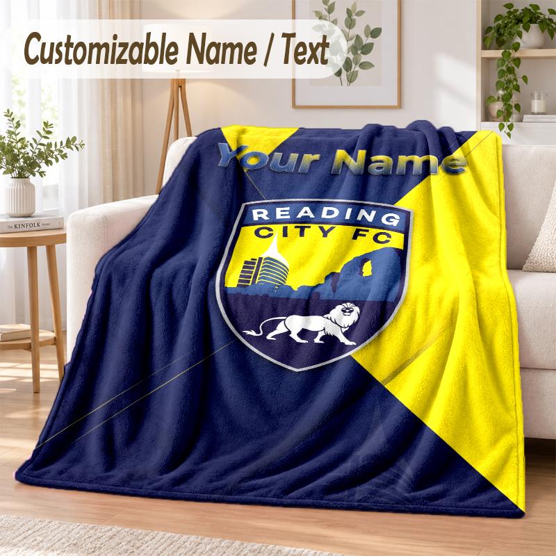 Custom Text Flannel Blanket Reading FC Print Warm Cozy Blanket Home Sofa Bedding