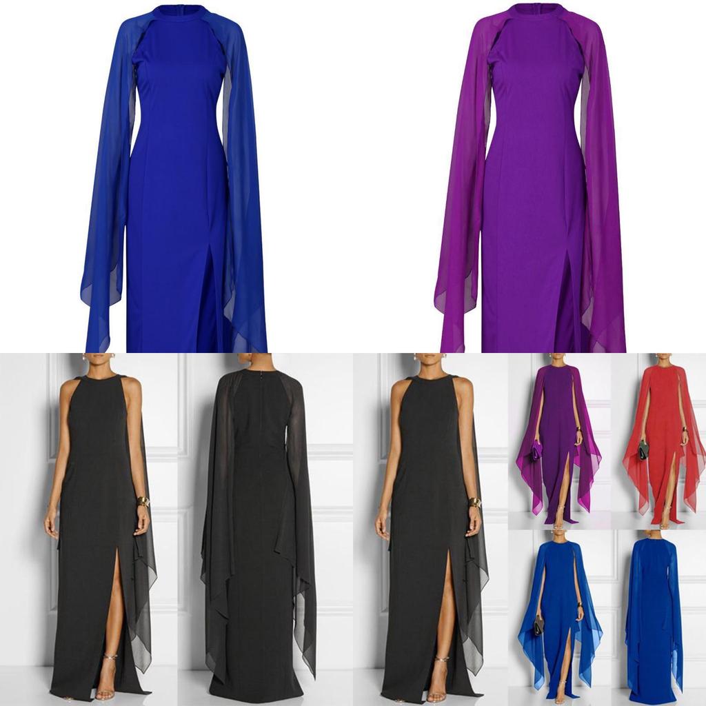 Womens Size Plus Chiffon Mosaic Dress Long Dress Atmosphere Dress Fan Female
