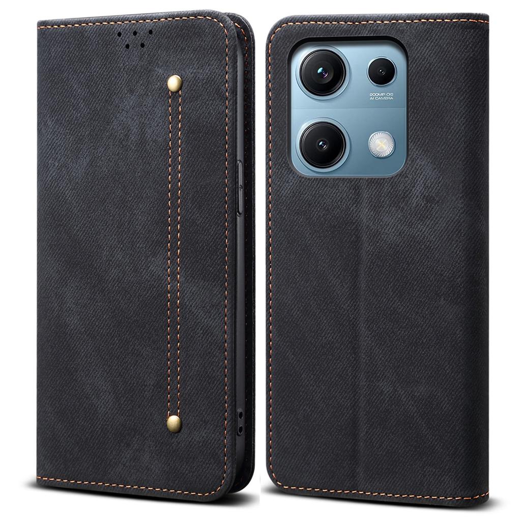 For Xiaomi Redmi Note 14S 4G Case Jeans Cloth Texture Anti-Scratch Leather Stand Phone Cover