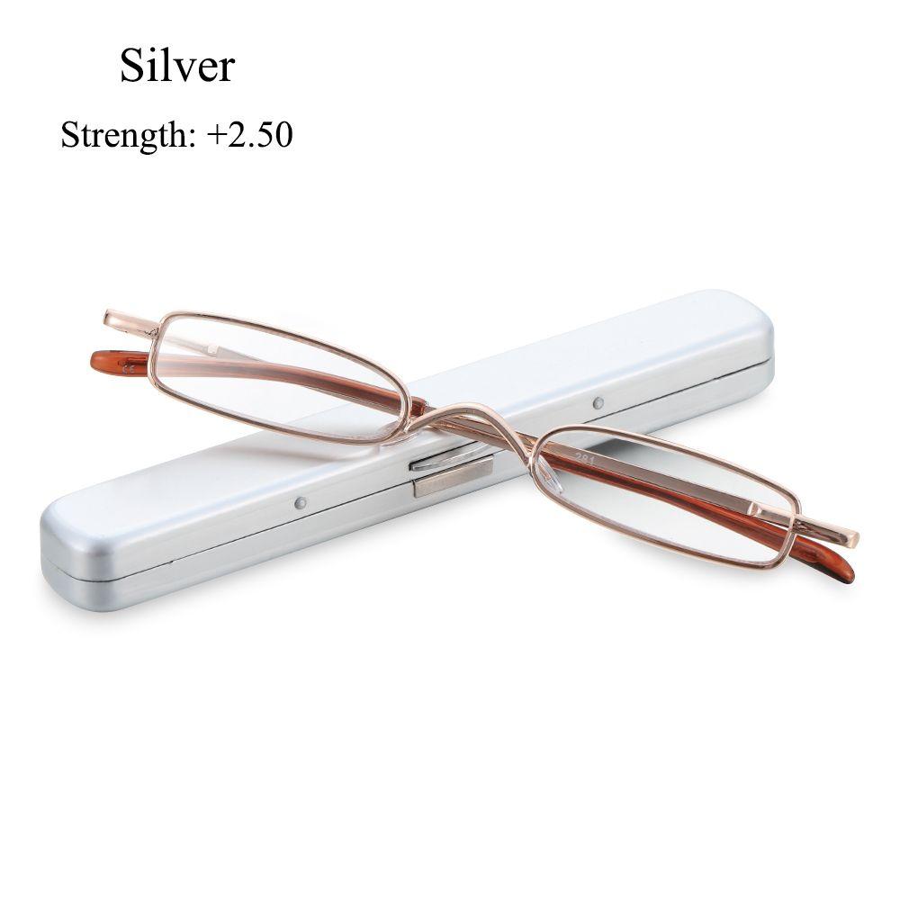 Elderly Metal Frame Slim Small Reading Glasses Resin Lens Vision Care Eyewear