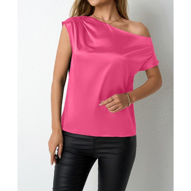 Женская летняя мода, новый нерегулярный косой подол, однолинейный воротник, без рукавов