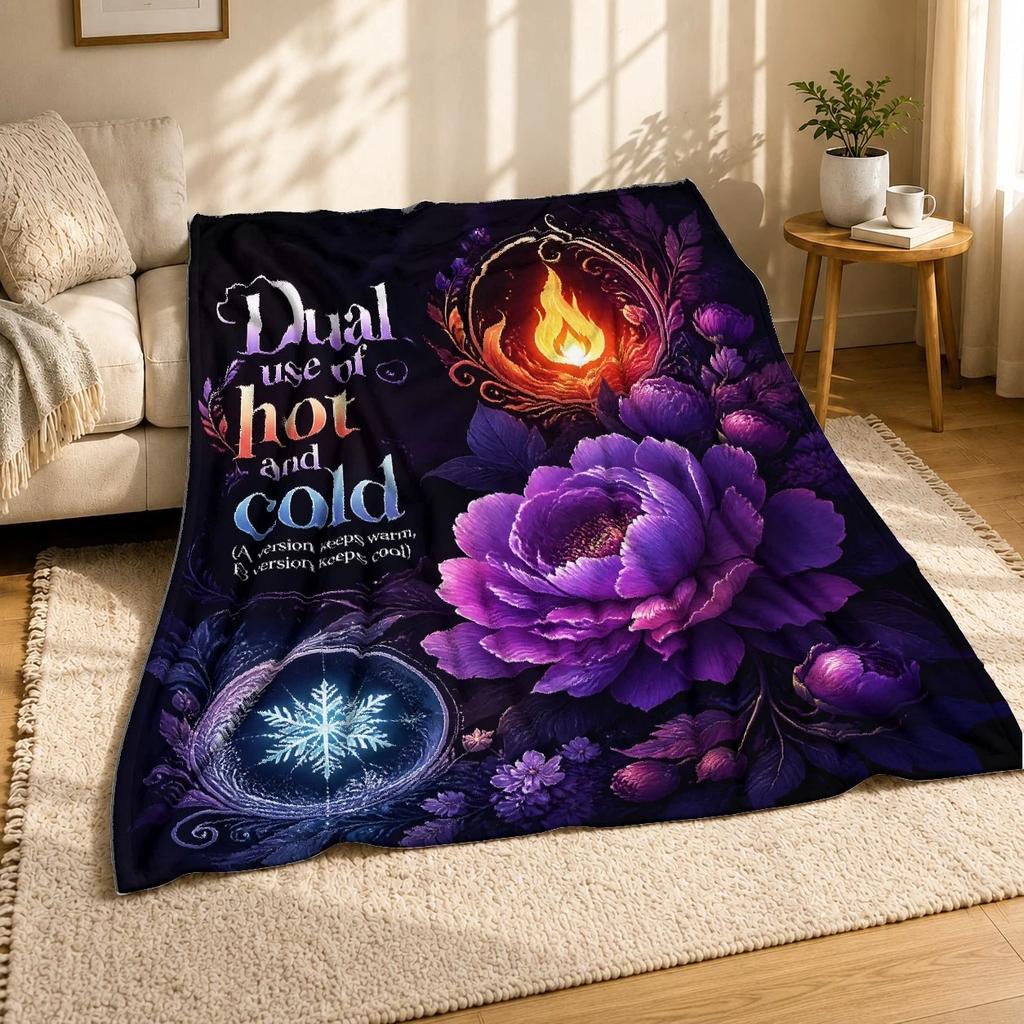 Dual Use of Hot and Cold Floral Pattern Coral Fleece Blanket
