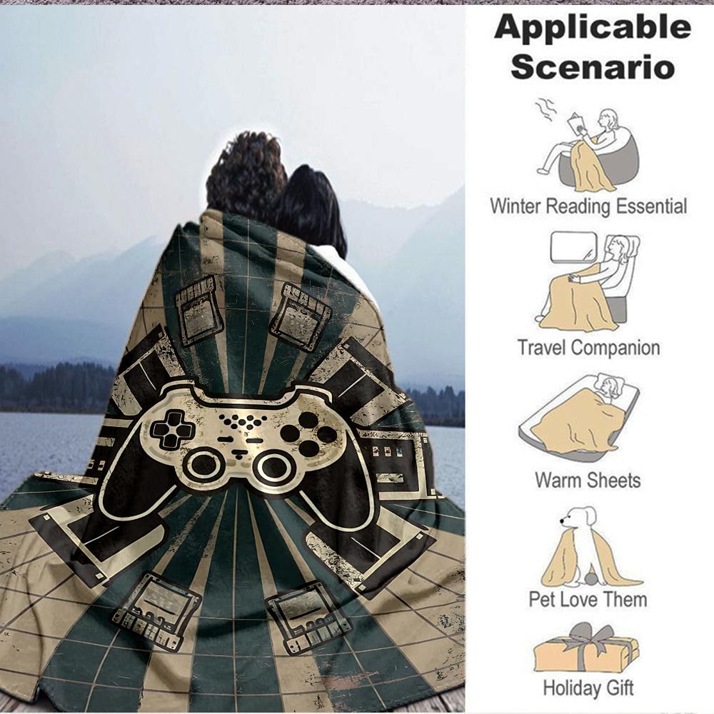 1pc Gamer Console Blanket, Lightweight Flannel Throw Blanket for Sofa, Bed, Travel, Camping, Living Room, Office, Couch060