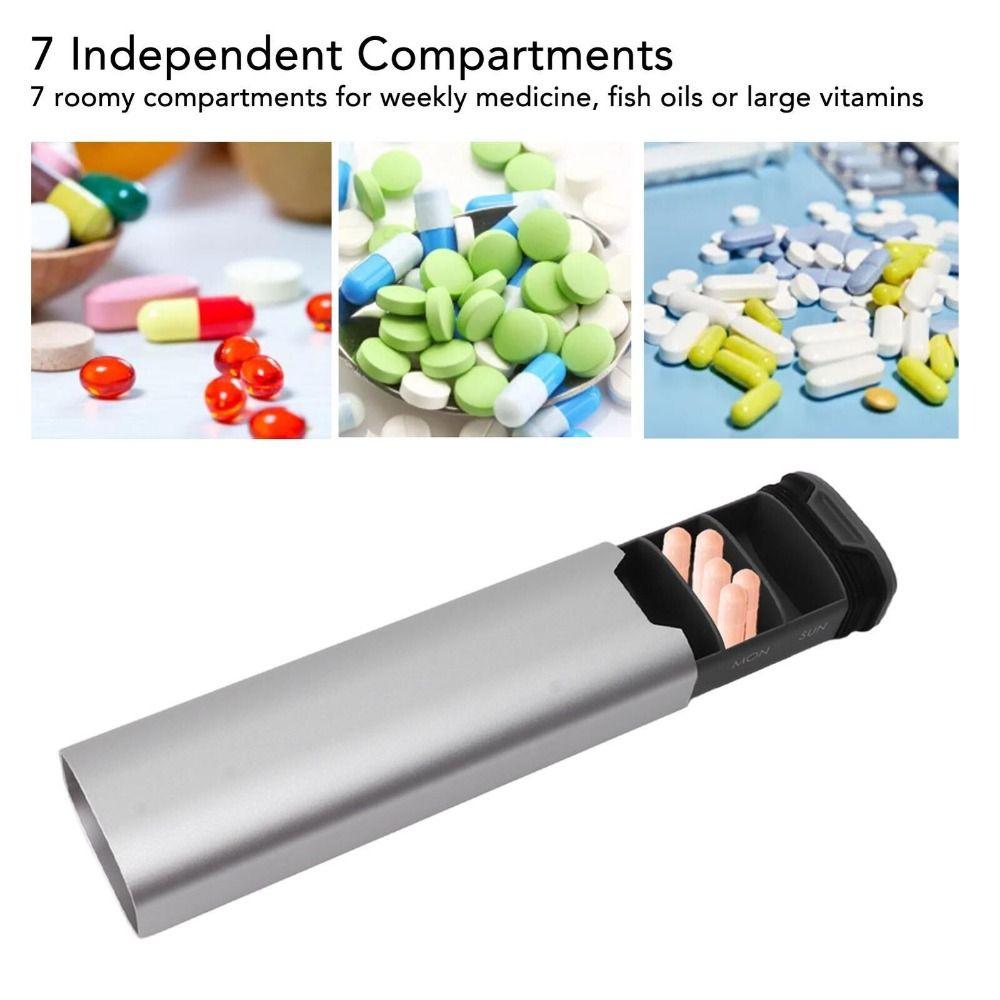 Большой емкости 7-дневный еженедельный органайзер для таблеток, алюминиевый отсек для таблеток, дорожная коробка для таблеток