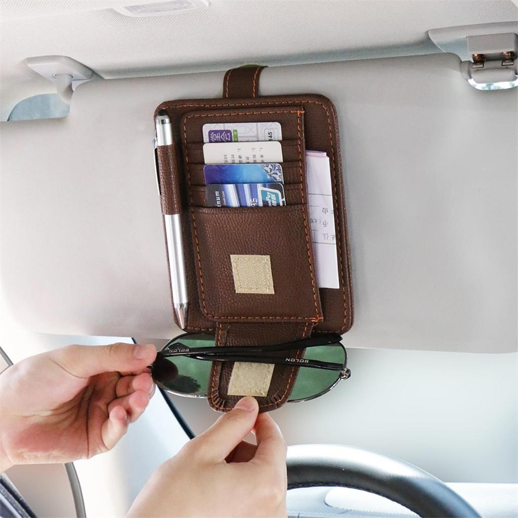 Toyozuho Car Sun Visor Case, Black, Multi-functional Storage Holder, Sun Visor Pocket, Small Storage,