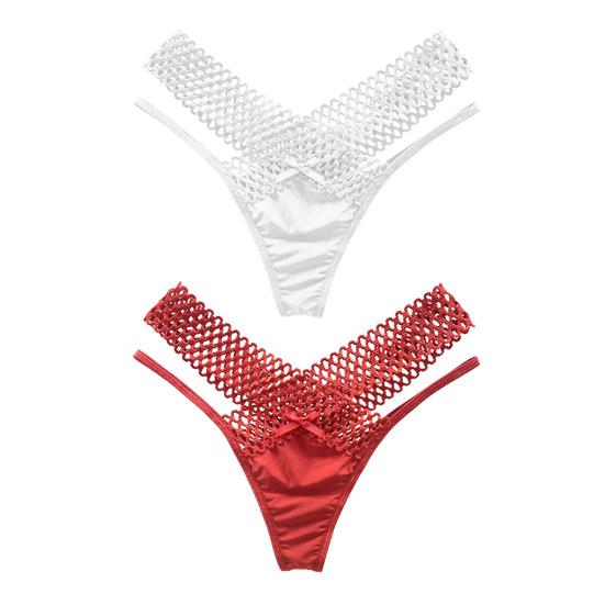 2 Pcs Postpartum Sheer Mesh Underwear for Women Low Waist See Through Thong Breathable Ultra Thin V String Panties