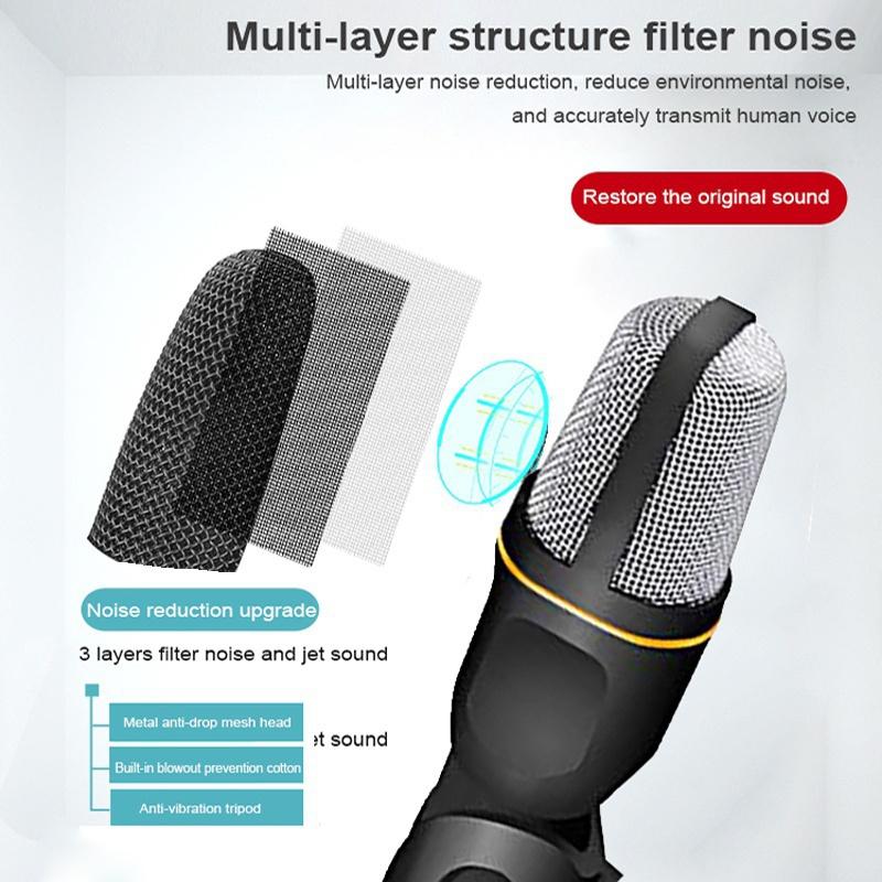 Профессиональный конденсаторный звуковой микрофон 3,5 мм с подставкой для ПК, ноутбука, запись Skype для IPhone, телефона Android, компьютерные игры, прямая трансляция YouTube