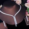 CMM блестящий кубический цирконий элегантный длинный свисающий кисточкой свадебный костюм ожерелье невесты комплекты ювелирных изделий для женщин