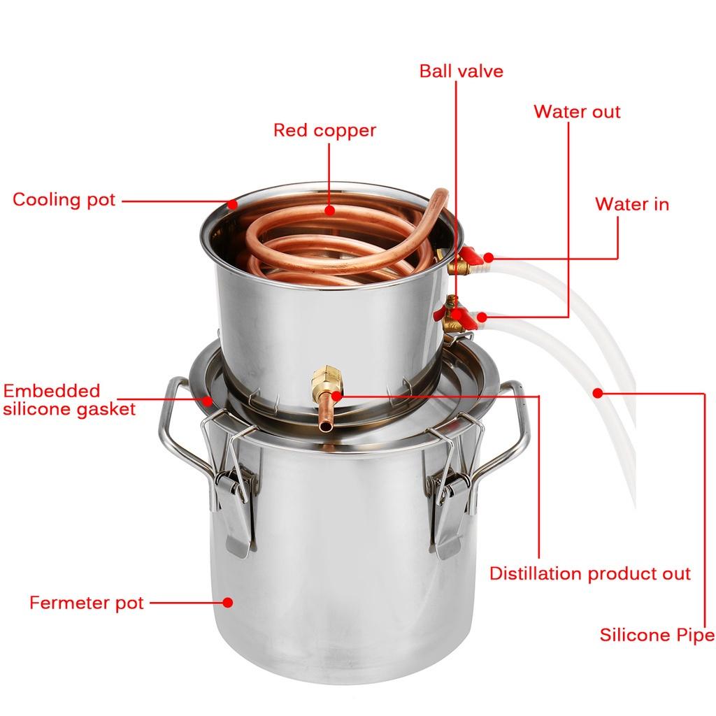 8 л/2 галлона дистиллятор аламбик, самогонный аппарат для спирта, нержавеющая медь, набор для заваривания воды, вина, бренди, эфирное масло