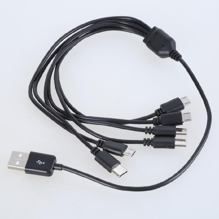 Эффективный USB-кабель для зарядки, шнур питания с разъемами USB 5Pin и Type C для одновременной зарядки шести устройств