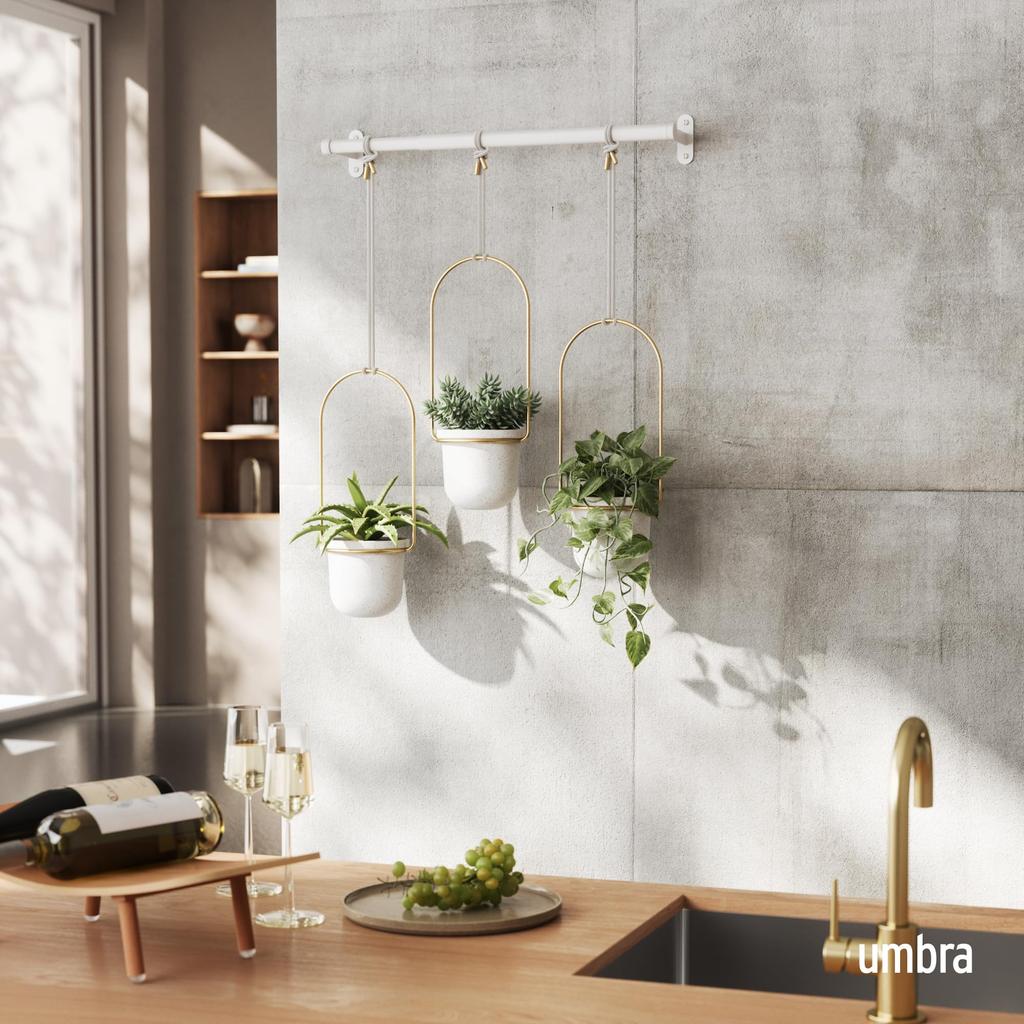 Umbra Подвесной набор кашпо Ш13 x x см, Белый/Латунь, 3, Triflora, 21011748524, D1.1 1.5