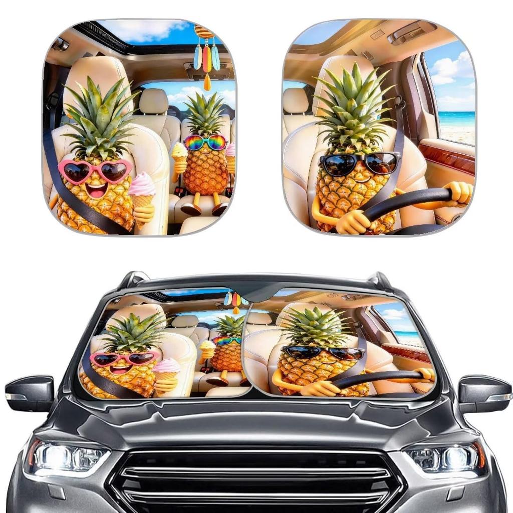 Car Shading, Car Window Shading, Sun Protection, Heat Insulation, Front Gear 3D Animal Printing, Car Shading