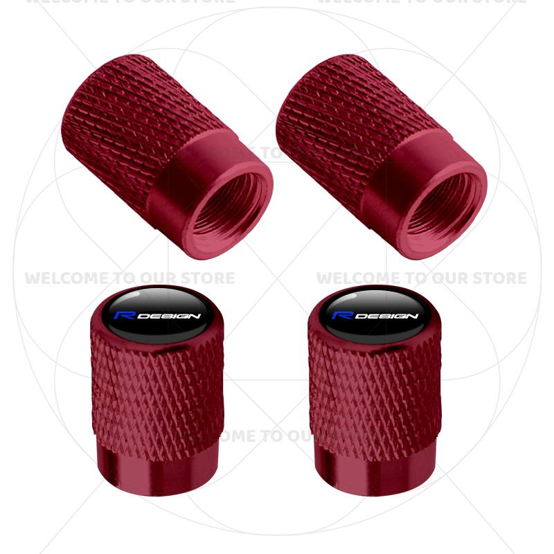 For Volvo R Design Emblem S90 V90 XC60 T8 V70 S60 V60 EX30 Moose 4Pcs Aluminum Car Tire Valve Caps Wheel Stem Air Dust Covers
