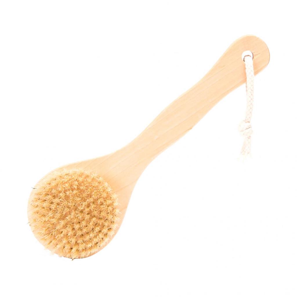 Bamboo Bristle Bath Shower Brush Body Back Massage Scrubber Skin Cleaning Tool