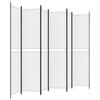 6 Piece White Folding Screen 300 x 220 cm Fabric