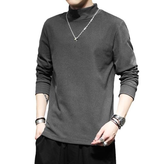 Осень-зима Мужской топ с высоким воротником, однотонный, длинный рукав, толстый, теплый, эластичный, мягкий, свитер, повседневная толстовка, весенняя одежда