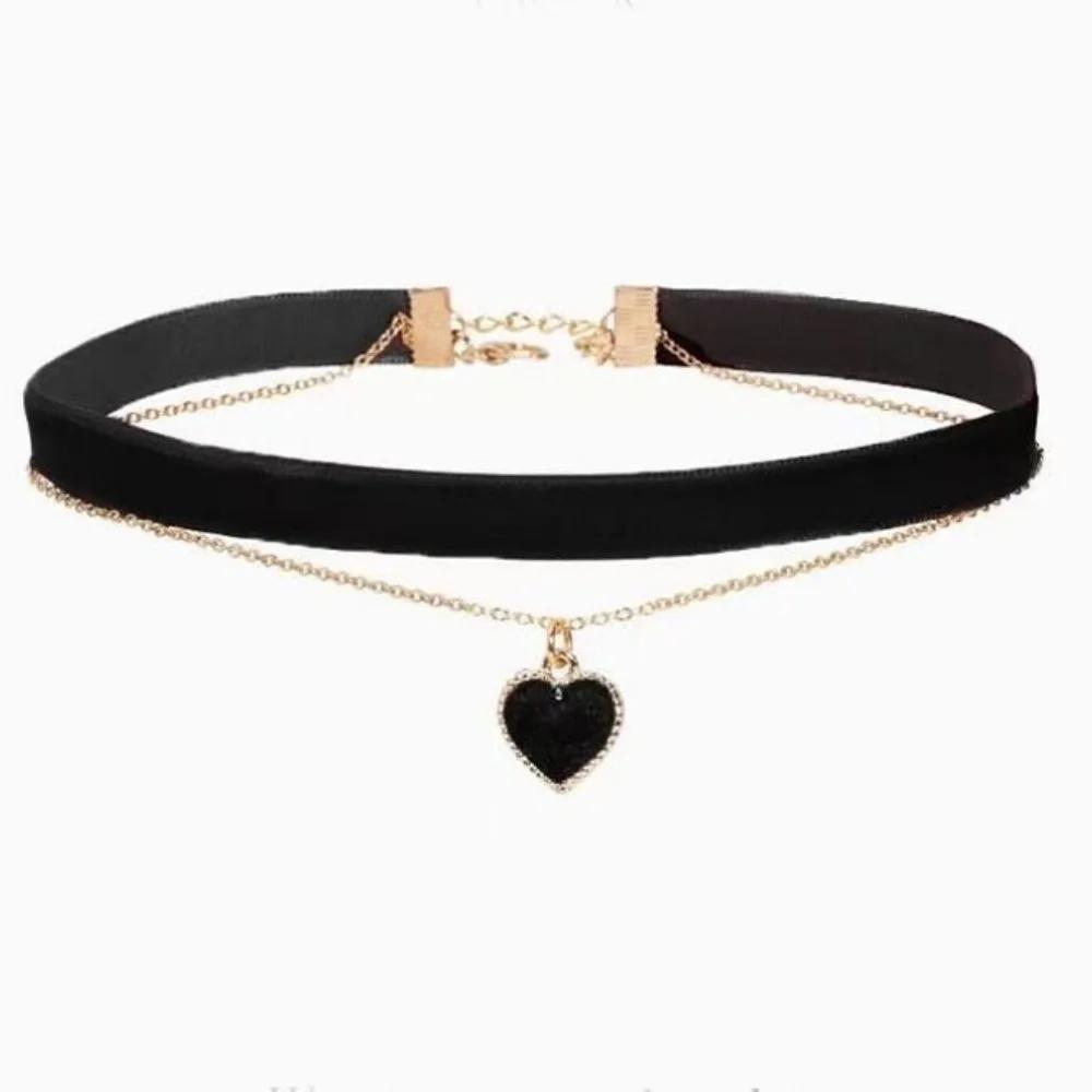 Fashion Korean Flannel Sexy Short Love Pendant Necklace for Women Black Two-layer Choker Party Jewelry Gift