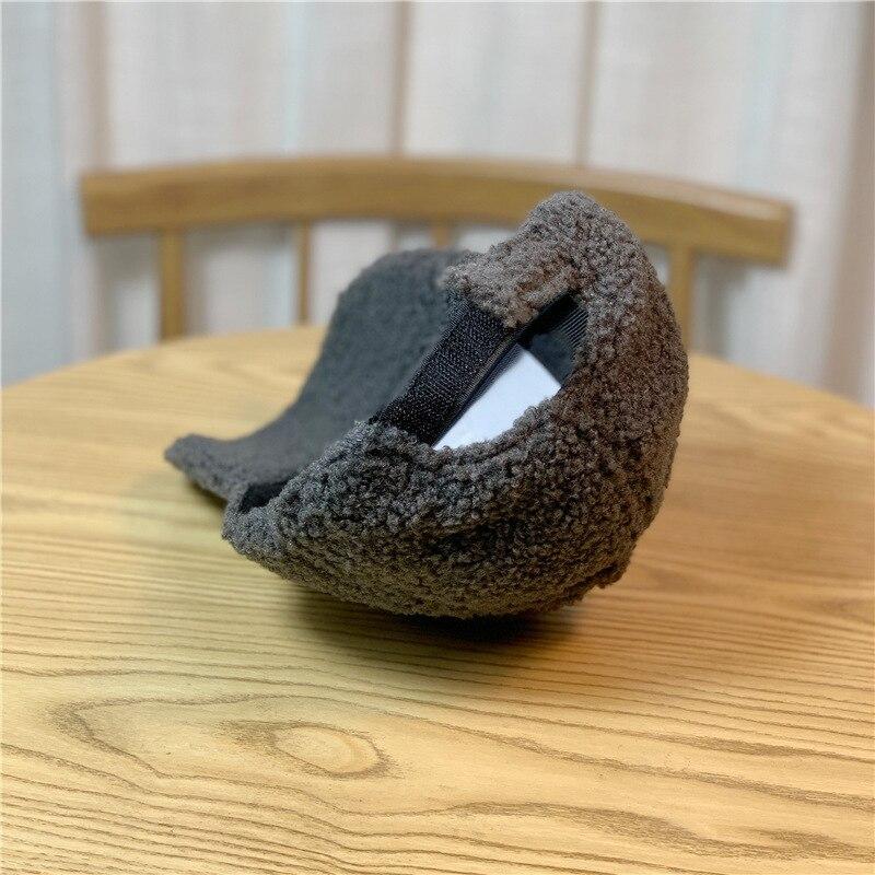 Бейсбольная кепка из овечьей шерсти с вышивкой букв, женская шляпа от солнца для женщин и девочек, теплая зимне-весенняя плюшевая кепка на открытом воздухе