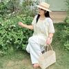 Large size women's chic simple round neck short-sleeved chiffon shirt summer new sweet cardigan 212226