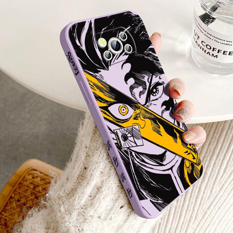 Demon Slayer Cute For POCO M5S M4 M3 C55 C50 C40 C3 X5 X4 X3 X2 F5 F4 F3 Pro GT NFC Liquid Left Rope Phone Case