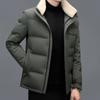 Зимняя утолщенная теплая пуховая куртка для мужчин среднего возраста, средняя и длинная съемная шапка, новая повседневная мужская куртка