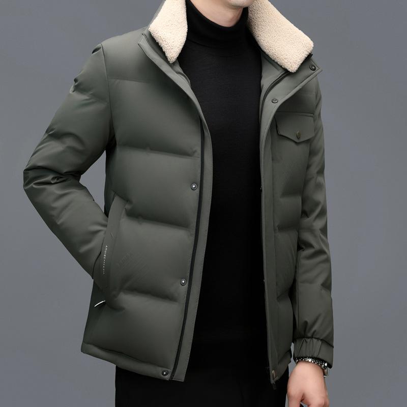 Зимняя утолщенная теплая пуховая куртка для мужчин среднего возраста, средняя и длинная съемная шапка, новая повседневная мужская куртка