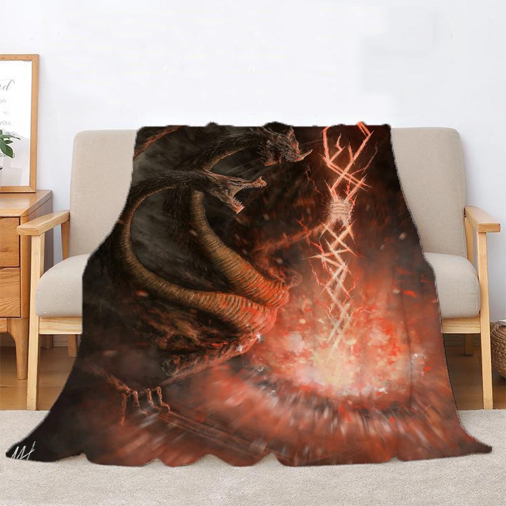 Elden Ringart Boho Blanket King Size Пушистые мягкие одеяла для взрослых Домашний интерьер Покрывало для кровати Роскошные постельные принадлежности Пляжное полотенце До колена