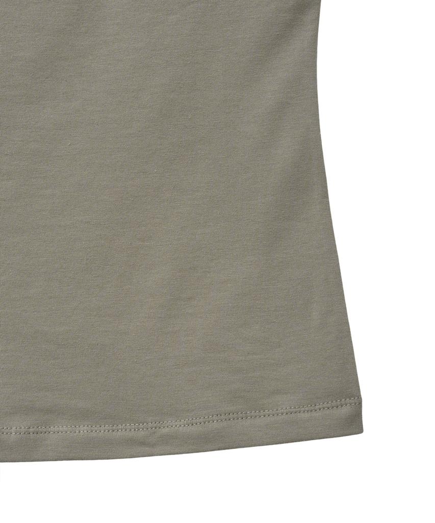 NOIRER FOR WOMAN Boat Neck Sleeveless T-Shirt (Ash Khaki)