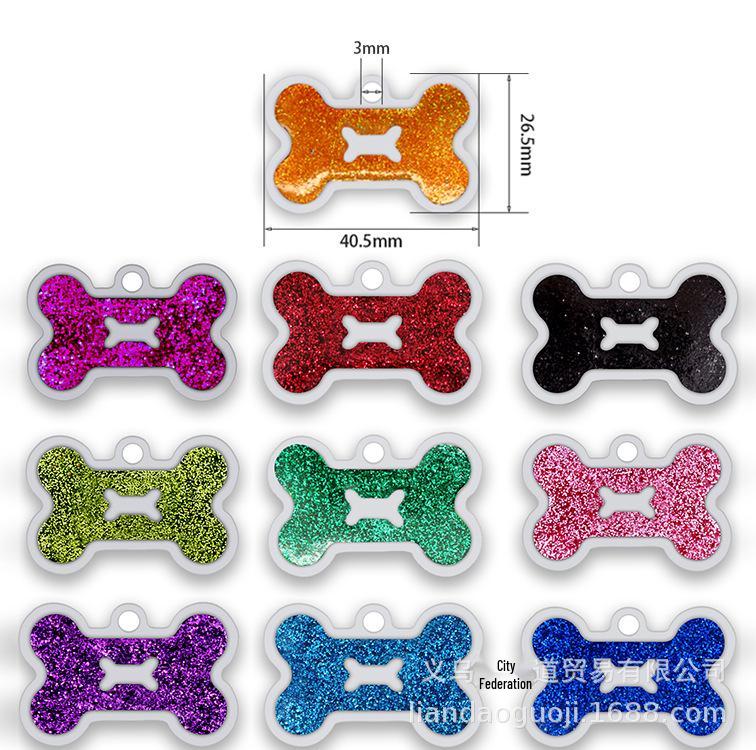 HC535 10-цветный блестящий металлический кулон-жетон для питомца в форме косточки