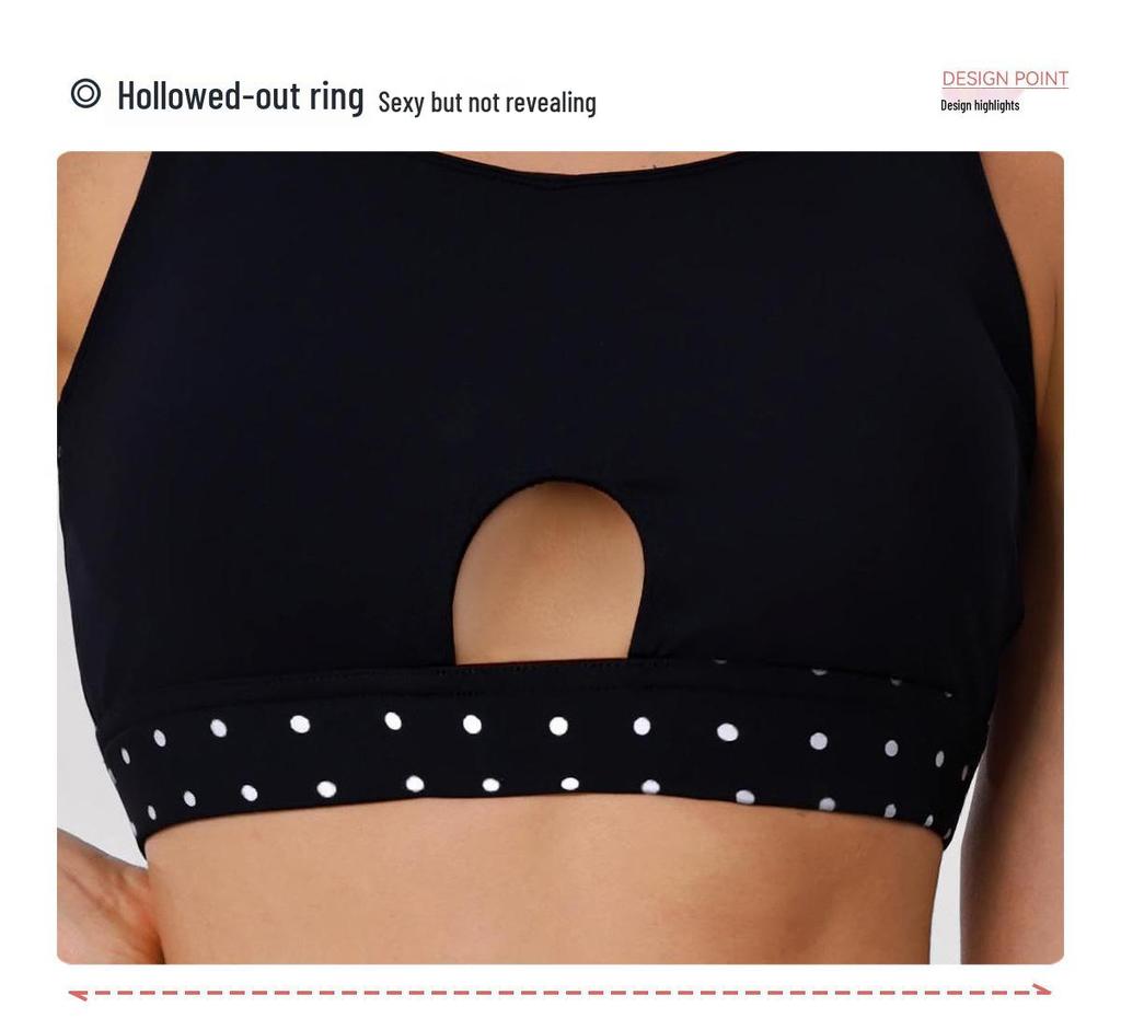 Спортивный бюстгальтер для йоги в горошек с перекрещенной спинкой, с сеткой, с мягкими чашечками, ударопрочный, для фитнеса