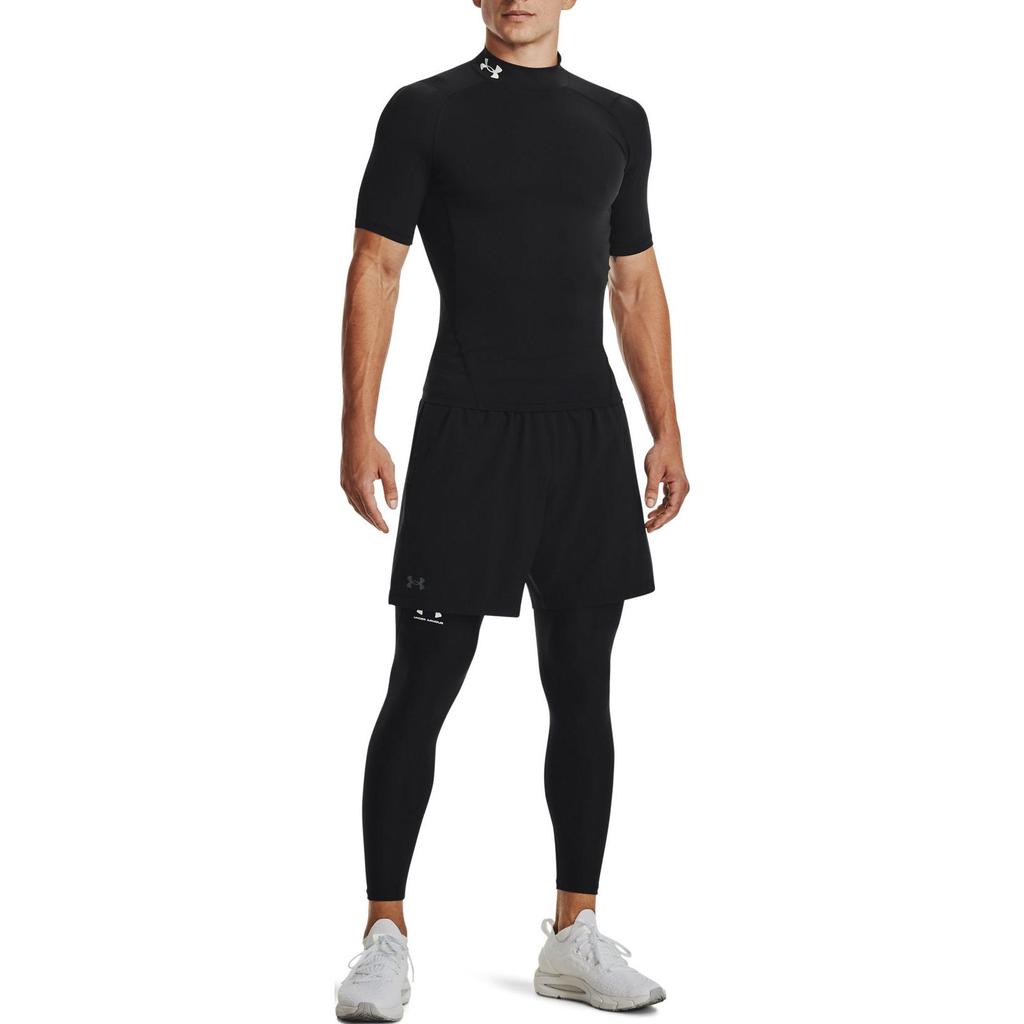 Under Armour Однотонная компрессионная футболка с высоким воротом и коротким рукавом для мужчин, черная 1372586-001