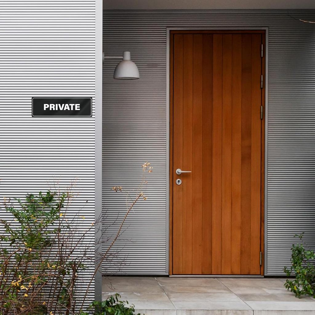 Private Sign Acrylic 9 x 3 Inches Self-Adhesive Waterproof Plastic Door Wall Sign for Business Office 4 Pack