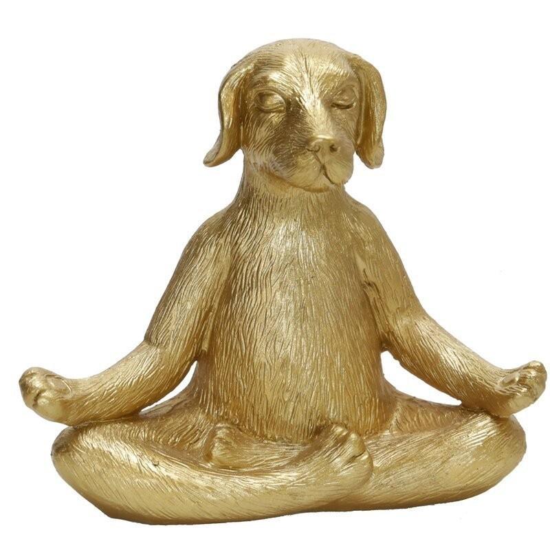 Creative Golden Yoga Dog Home Dcor Resin Art Decorative Piece For Modern Interiors